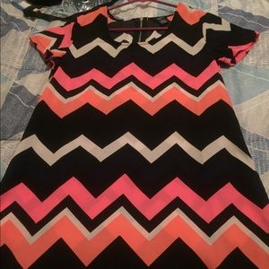 NWOT chevron neon print shirt dress